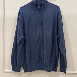 Jos. A. Bank Men’s XL Blue 100% cotton quarter Zip knit winter preppy Sweater